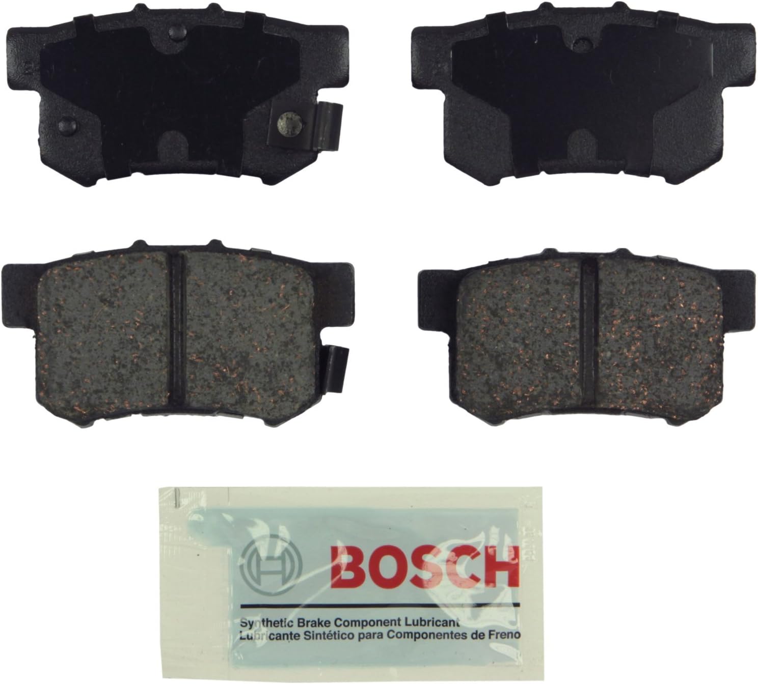 BOSCH BE537 Blue Ceramic Disc Brake Pad Set - Compatible With Select Acura CL, CSX, ILX, RSX, TL, TSX, Vigor; Honda Accord, Civic, CR-Z, Prelude, S2000; Suzuki Kizashi, SX4; REAR