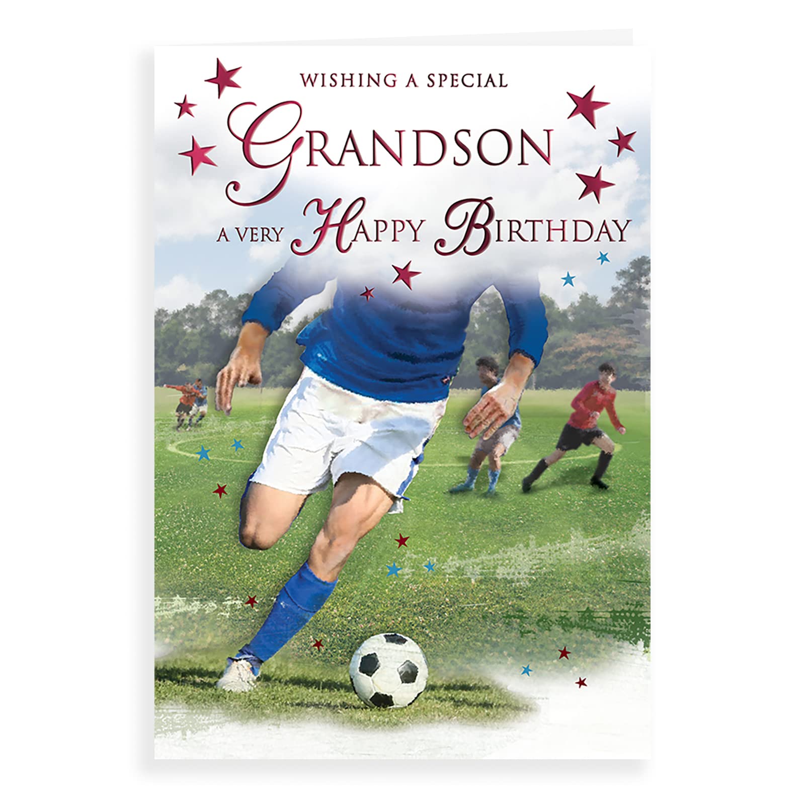 Special Grandson Birthday Card. Football Theme. 23x15cm