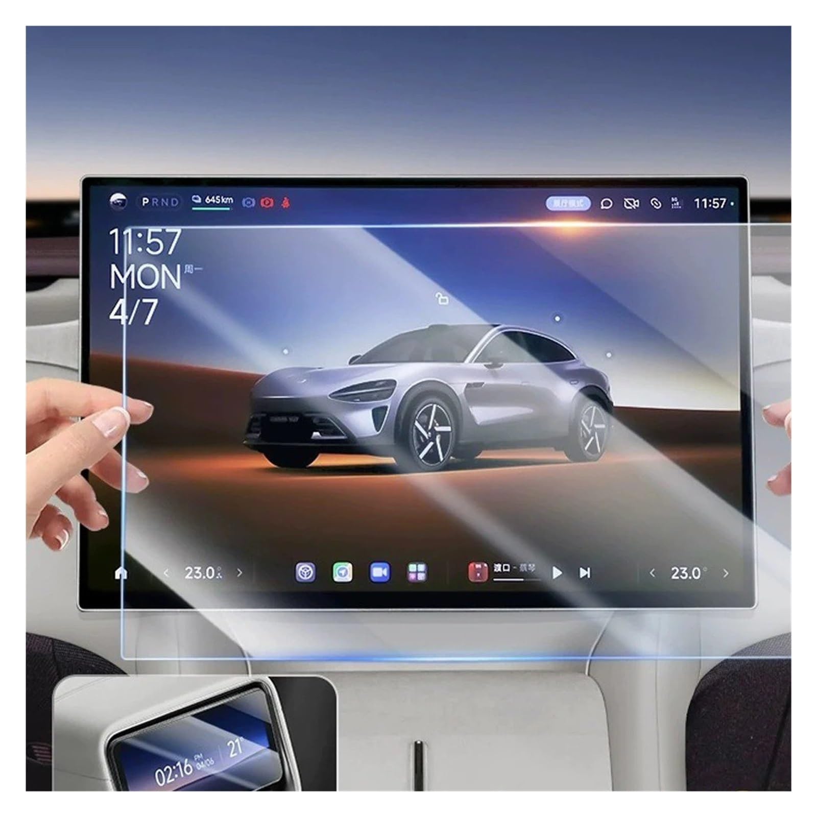 Película Protectora Navegación Para Xiaomi Para YU7 2025 Accesorios Coche Protector Pantalla Cristal Templado La Consola Central Navegación E Interior(White 2pcs)