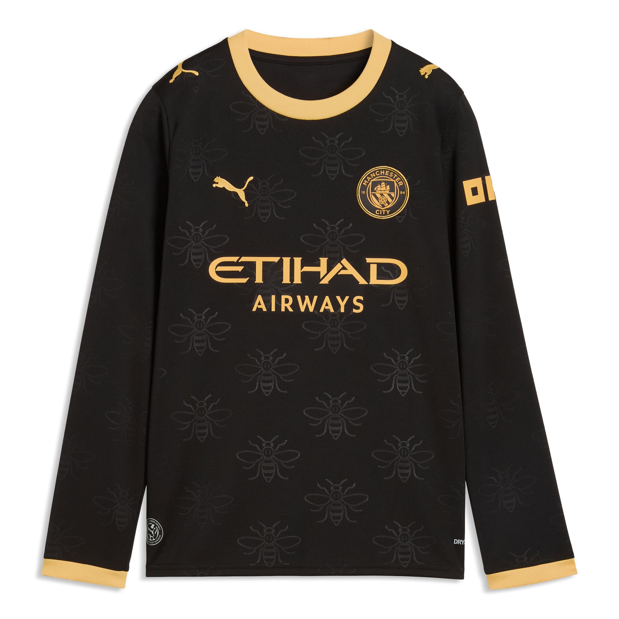 PUMA Youth Unisex Manchester City Away Long Sleeve Jersey - Black 9-10Y