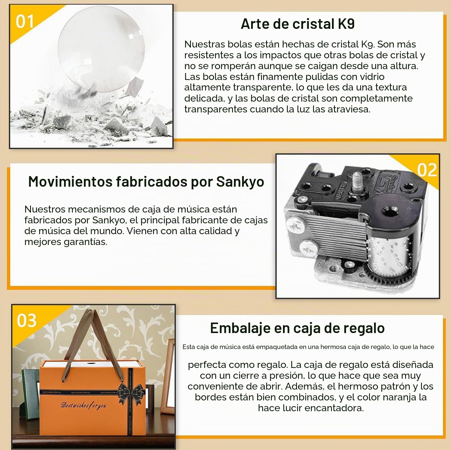 Caja de Música con Bola de Cristal 3D,Caja de Músic con Gato y Mariposa Giratoria 360°, Caja de Música de Madera con Luz,Caja Musical Regalo para Niños,Mujeres,Amigos para Cumpleaños Navidad