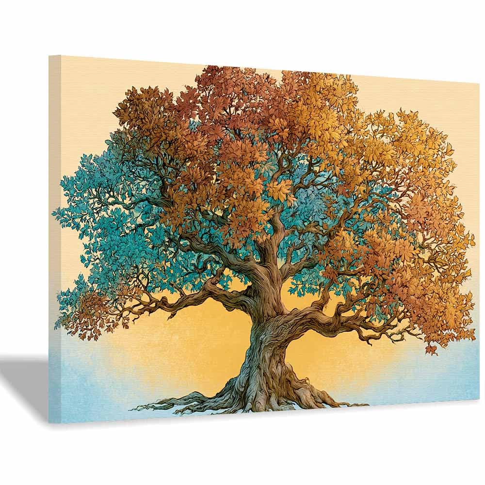 HOQIU Tree Of Life Wall Art Starry Glows Tree canvas prints, nature wall art, for Bathroom Home Office Decor(Multicolor)-60x80cm Framed