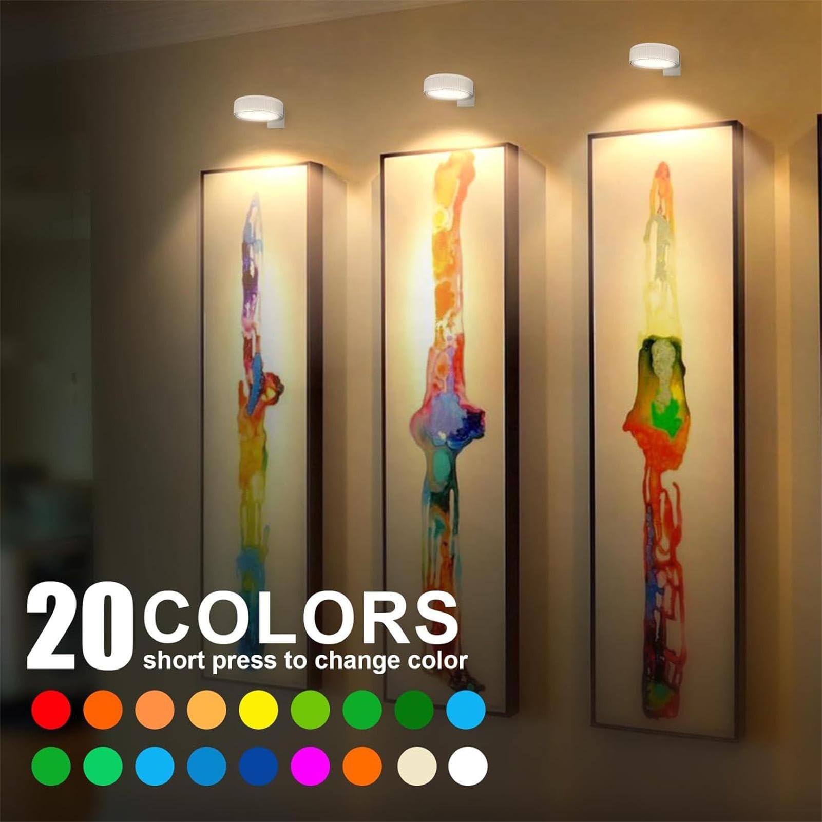 Luci Per Quadri Ricaricabili Da Parete 3x,Remoto Control Art Displa Lampada Novità,Luci A Disco,Dimmerabili E Timer,Illuminazione Artistica Per Dipinti Senza Fili,Luce Per Esposizione Artistica