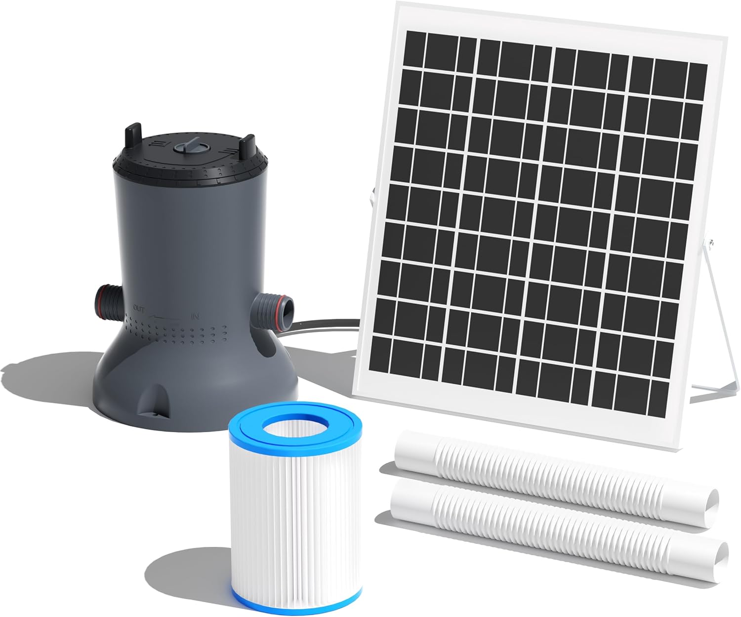 WaterRebirth Twin-Energy Photo voltaic Pool Filter Pump 400 GPH, FP1600WR Above Floor Pool Filtration System with 20W Photo voltaic Panel & AC Adapter, IPX8 Waterproof, for Swimming Swimming pools as much as 1320 Gallons