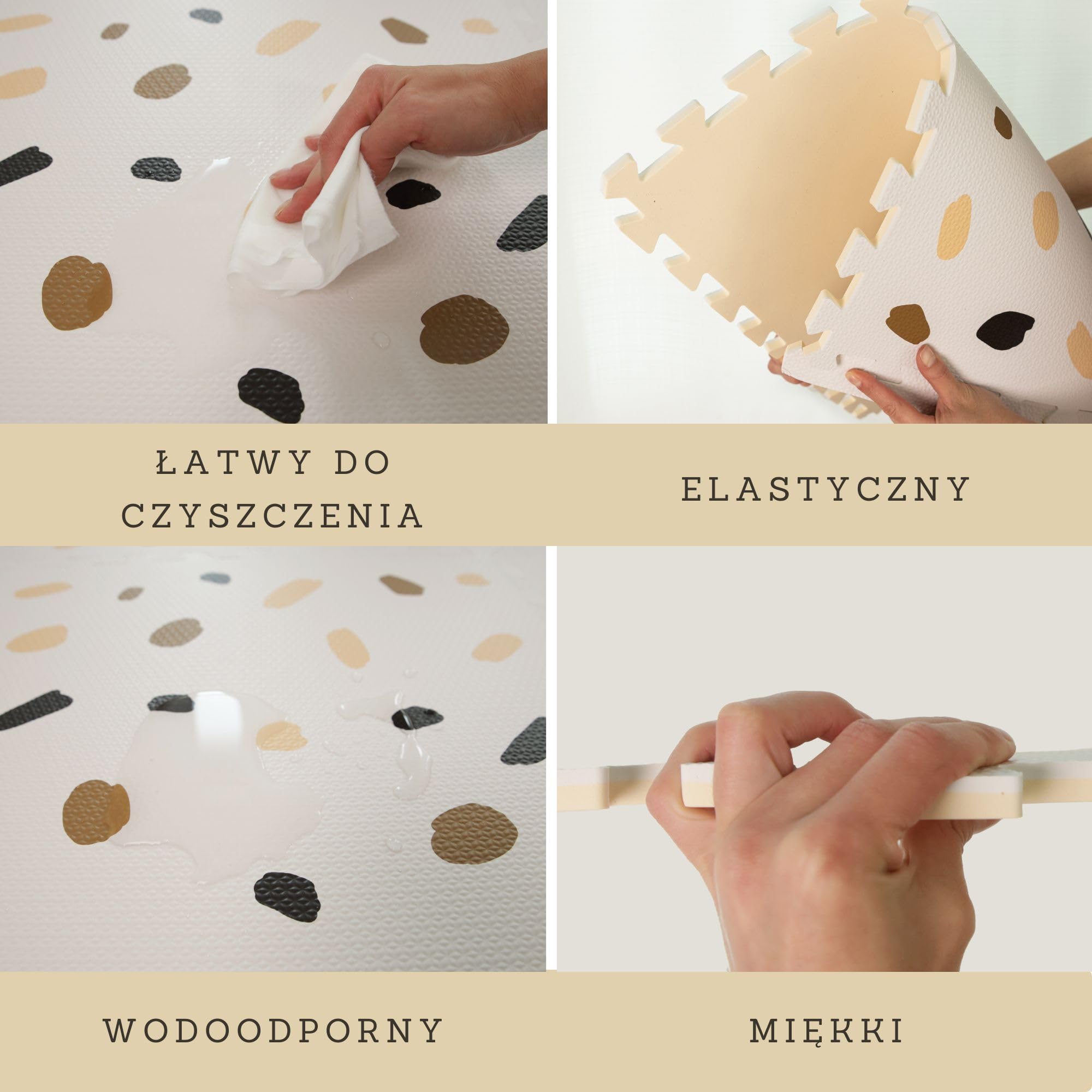 Stylowa Mata Puzzle dla Niemowląt 1,8x1,2m Konfetti – 6 XXL Płyt 60x60cm – 20% Grubsza & Miękka Mata do Zabawy dla Dzieci – Bezpieczna, Bezwonna, Łatwa w Czyszczeniu Mata do Raczkowania