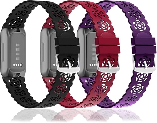 Miniatura 2 de Nigaee Paquete de 3 correas de silicona de encaje compatibles con Fitbit Inspire 3Inspire 2Inspire HRInspire, correas de repuesto ajustables y