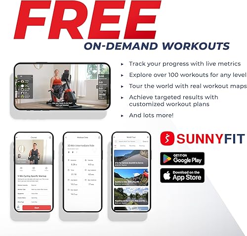Miniatura 3 de Sunny Health & Fitness Recumbent Exercise Bike wOptional Exclusive SunnyFit App and Enhanced Bluetooth Connectivity