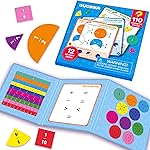 QUOKKA Magnetic Fractions Learning Set for Kids Ages 6-12 - Hands-On Math Games for Homeschooling, Classrooms & Travel - 110 Magnets, 12 Task Pages, Marker - Montessori Educational Toy Puzzles