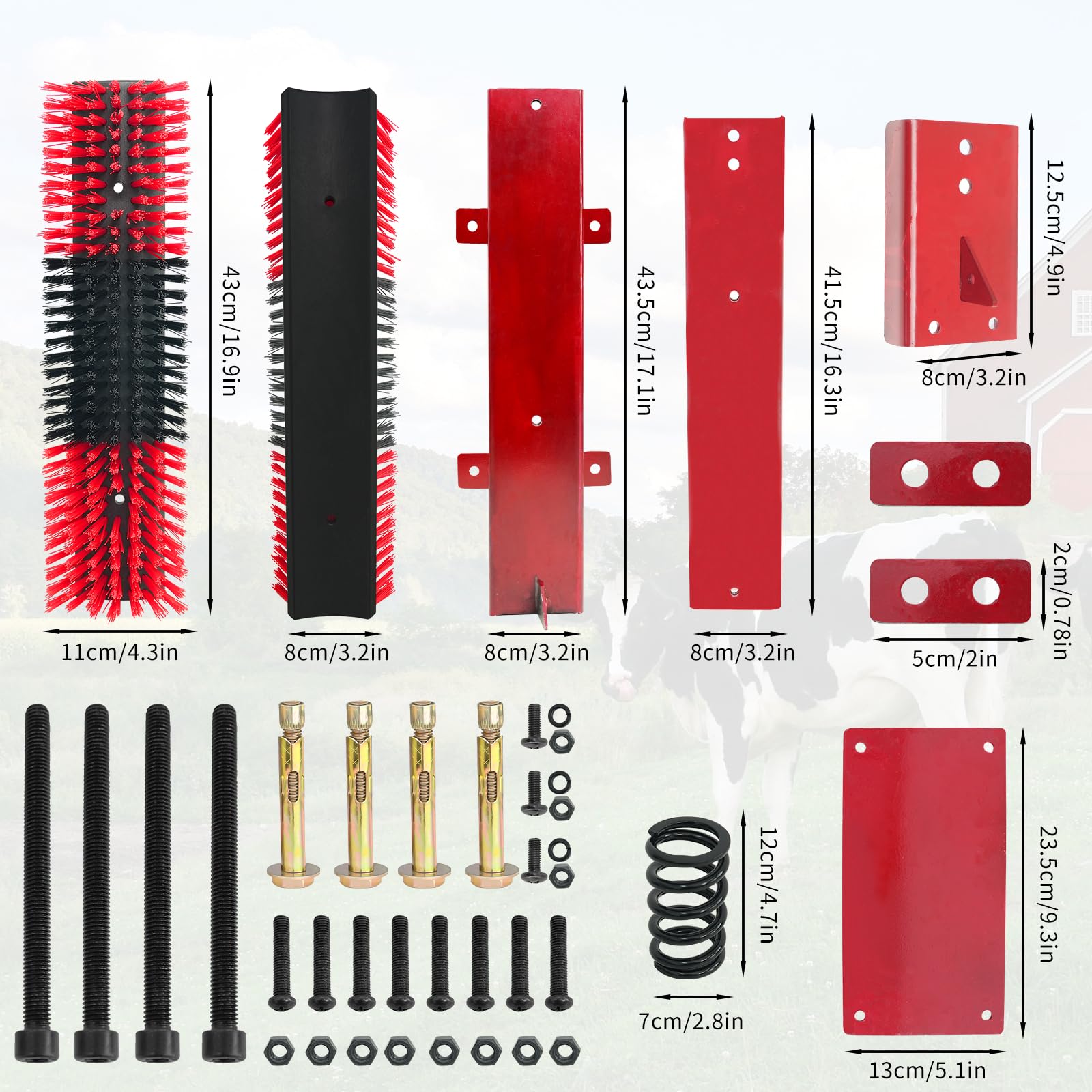 Livestock Scratch Brush With Spring Iron Holder?Animal Back Scratching Brush For Cow,Cattle,Sheep, Horses,Pigs?Massage Grooming Tool