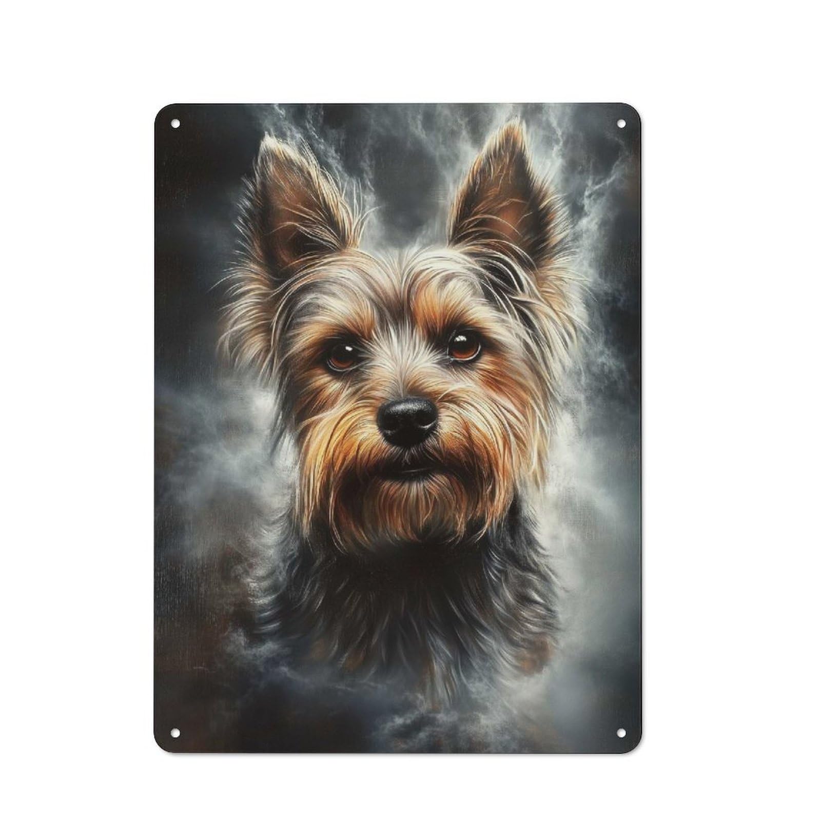 Junmoney Yorkshire Terrier Portrait Rustic Metal Sign 40X30cm For Kitchen Or Home Bar, Gift For Kitchen Decor Lovers During The Christmas Season