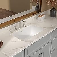 Lordear 20x15 Inch White Ceramic Undermount Bathroom Sink with Overflow - Rectangle Vanity Basin