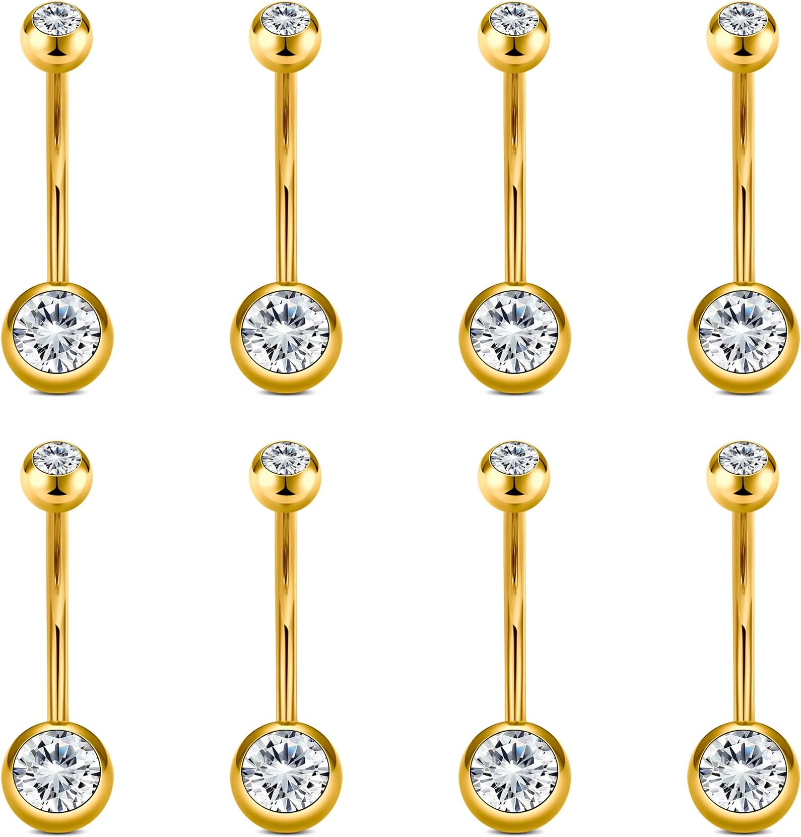 14g Belly Button Ring Belly Button Piercing Belly Rings Surgical Steel Belly Button Rings 6mm 8mm 10mm 12mm 14mm 16mm 18mm Short Long Bar Belly Piercing Jewelry for Women