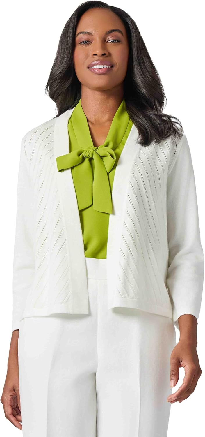 Kasper Women's Diagonal Stitch Short Cardigan