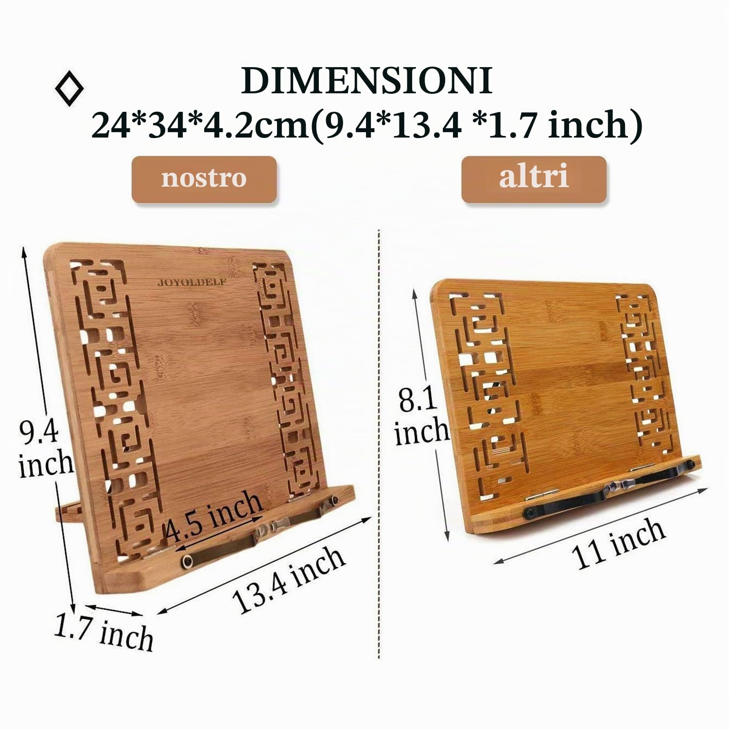 Joyoldelf Leggio per Libri Legno - Leggio Da Tavolo per Libri, Supporto Leggio da Letto Bambù, Leggio da Scrivania, Porta Libro Accessori Libri Reggi Libro per Leggere Studio Spartiti Tablet Cucina