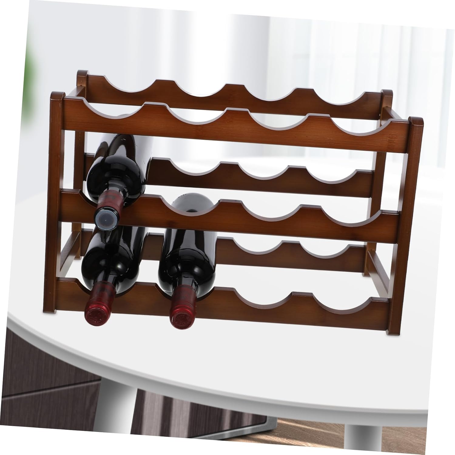 Elegant Bamboo Wine Rack Freestanding Wine Organizer for Home Counter Holder