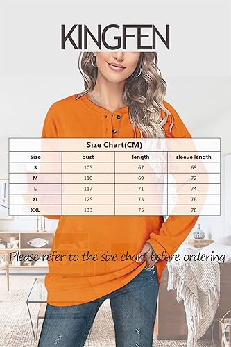 Miniatura 3 de KINGFEN Sudadera casual de manga larga para mujer cuello redondo color sólido