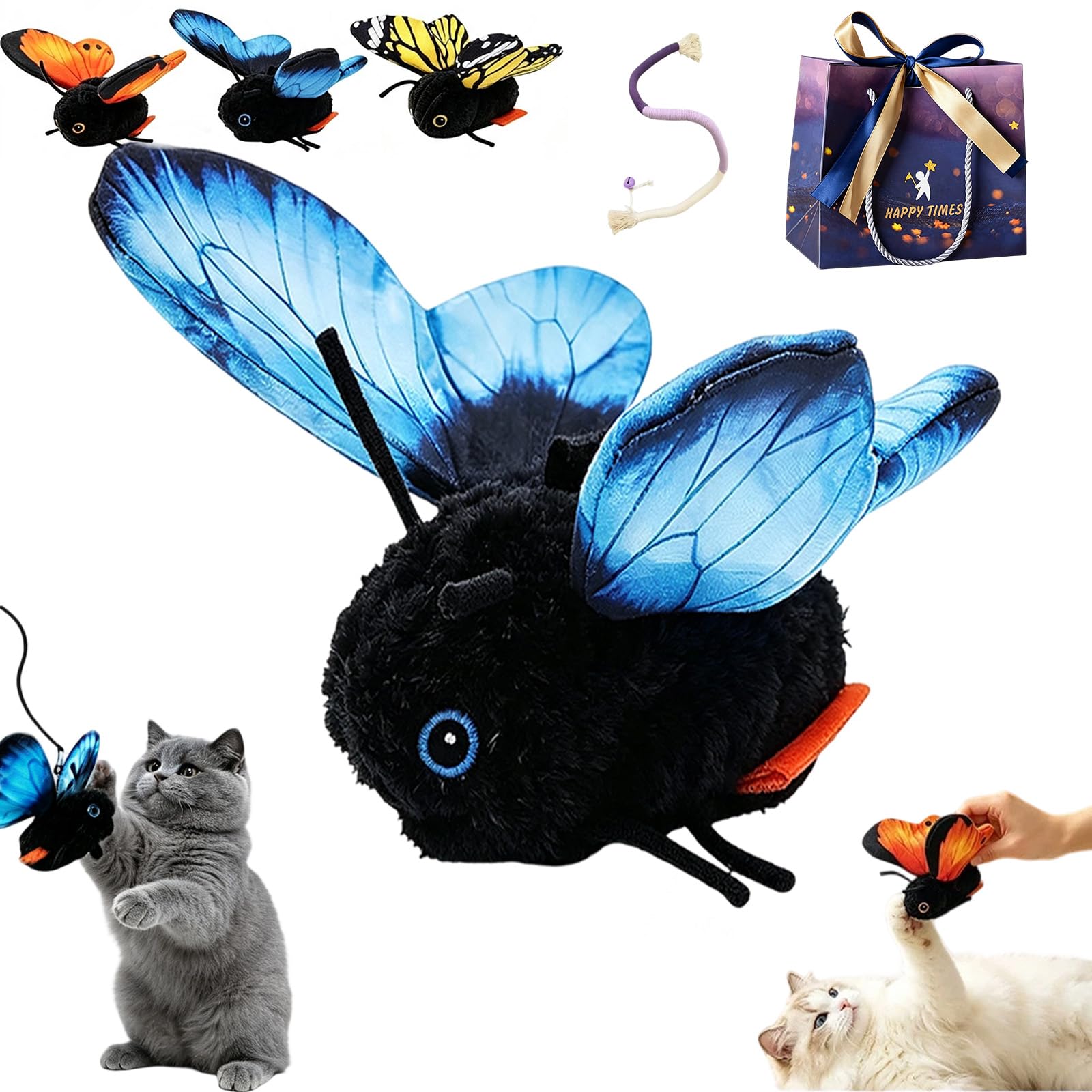 2026 Sensing Flapping Butterfly Toy, Interactive Electric Cat Toy (blue)