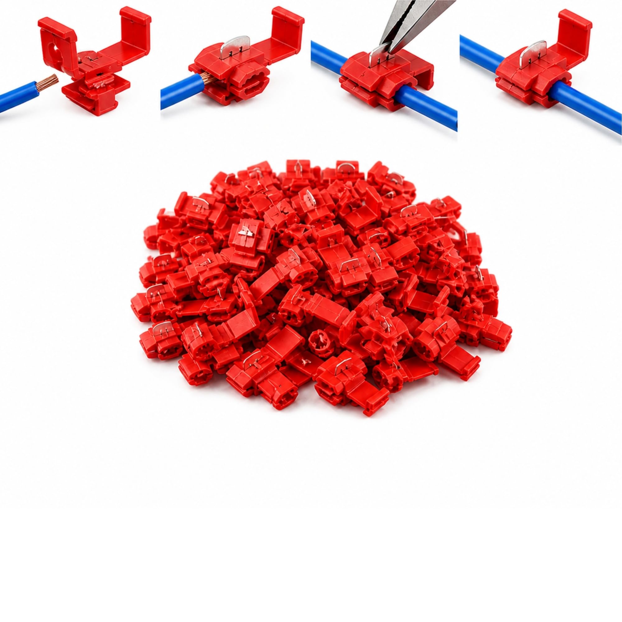 UBH 100 Pieces Electrical Wire Terminals Quick Splice Snap Scotch Lock Cable Crimp Connector (Red, SCOTCH LOCK)-image-41