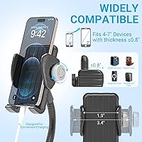 Vista 5 de Soporte de teléfono para bicicleta, soporte universal de cuello de cisne ajustable de 360°, instalación sin herramientas para bicicleta, scooter