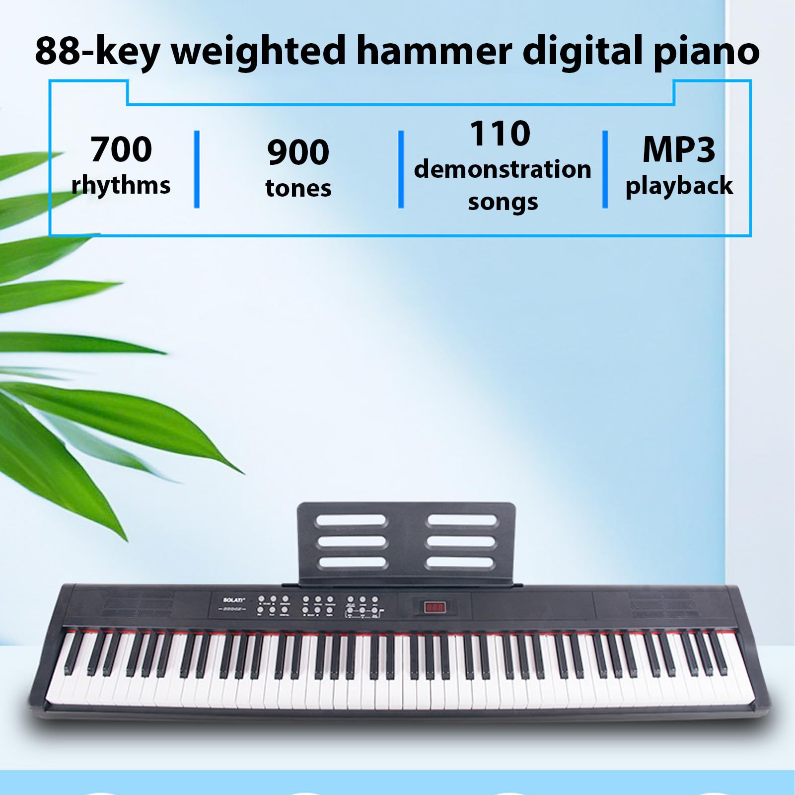 Fafeicy Digitalpiano mit 88 Tasten, Vollwertiger Gewichteter Tastatur, 900 Klangfarben, 700 Rhythmen, 110 Demo-Songs, Bluetooth-MIDI-Unterstützung für Anfänger und Profis (EU-Stecker)