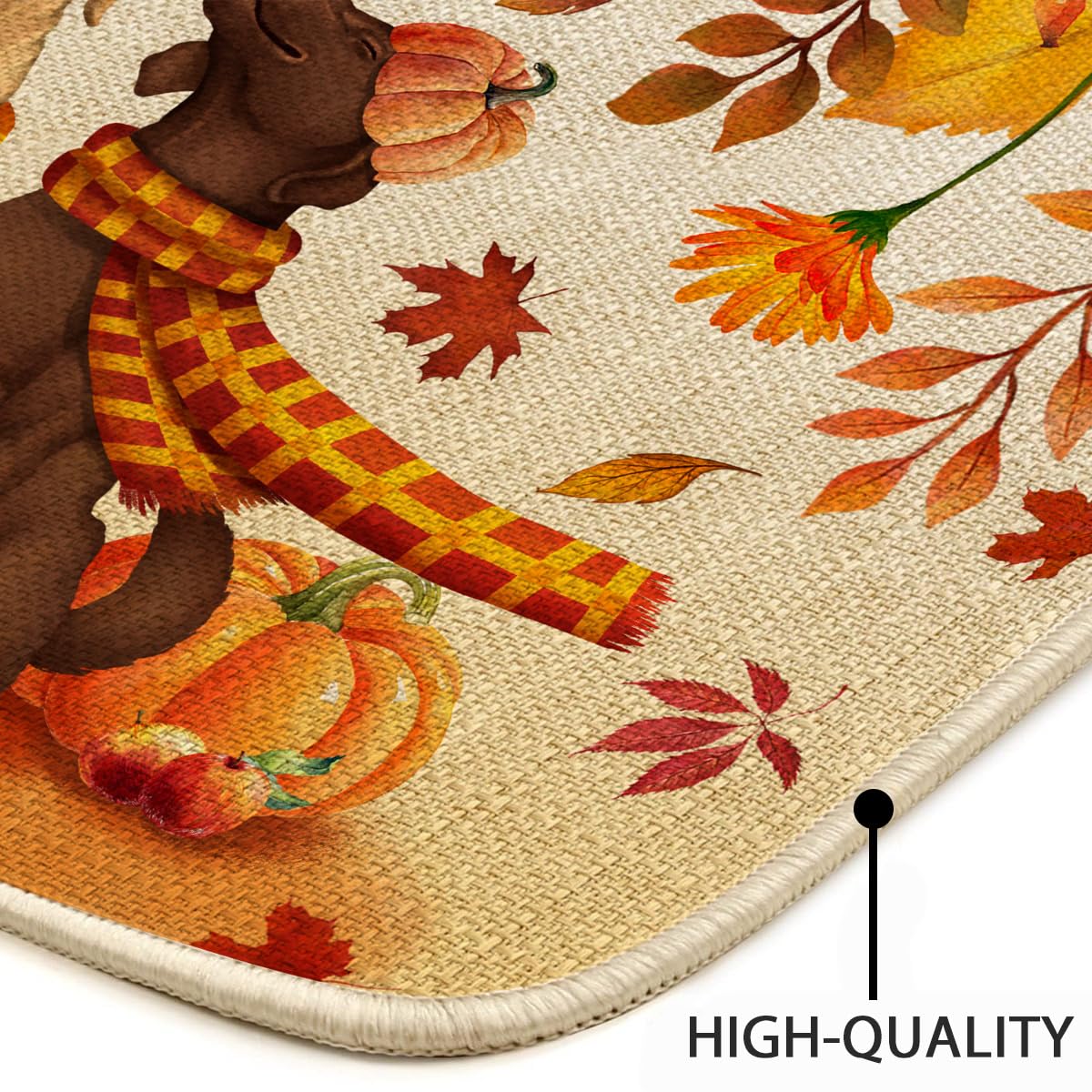 Fall Dog Pumpkin Welcome Doormat - 17x30 Inch, Cozy Autumn Outdoor Indoor Rug For Porch & Entryway
