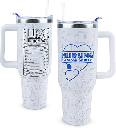 Miniatura 7 de Vaso de 40 onzas con asa y tapa con popote a prueba de fugas, regalo inspirador de cumpleaños para el Día de la Madre para mujeres, hombres,