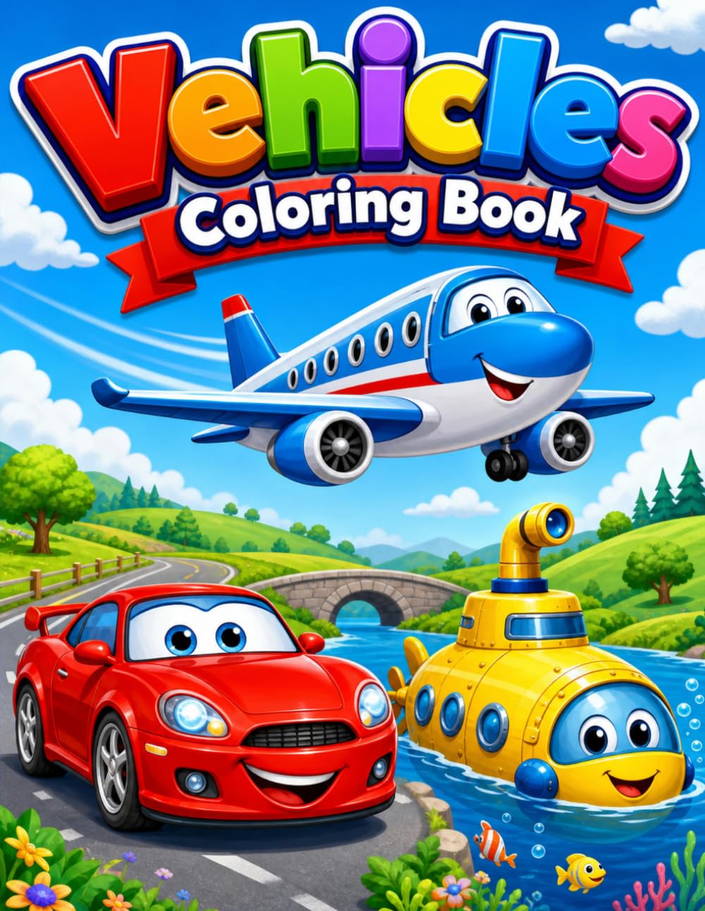 My Awesome Vehicles Coloring Book for Kids Ages 2-8: Cars, Trucks, Planes, Trains, and Boats: A Fun and Educational Coloring Adventure for To ddlers and Preschoolers