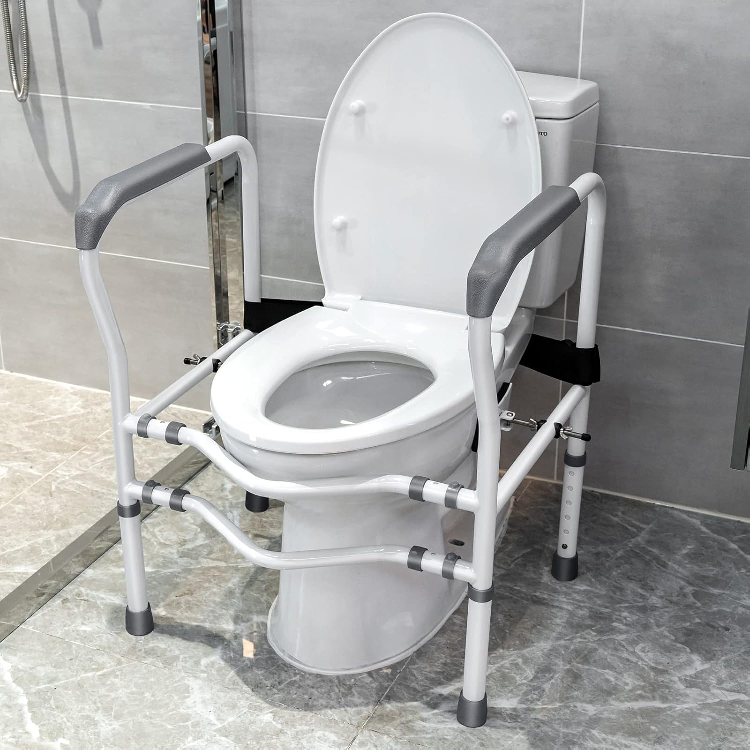 GYMAX Toilet Safety Frame & Rail, Adjustable FreeAssembly Medical Bathroom Assist