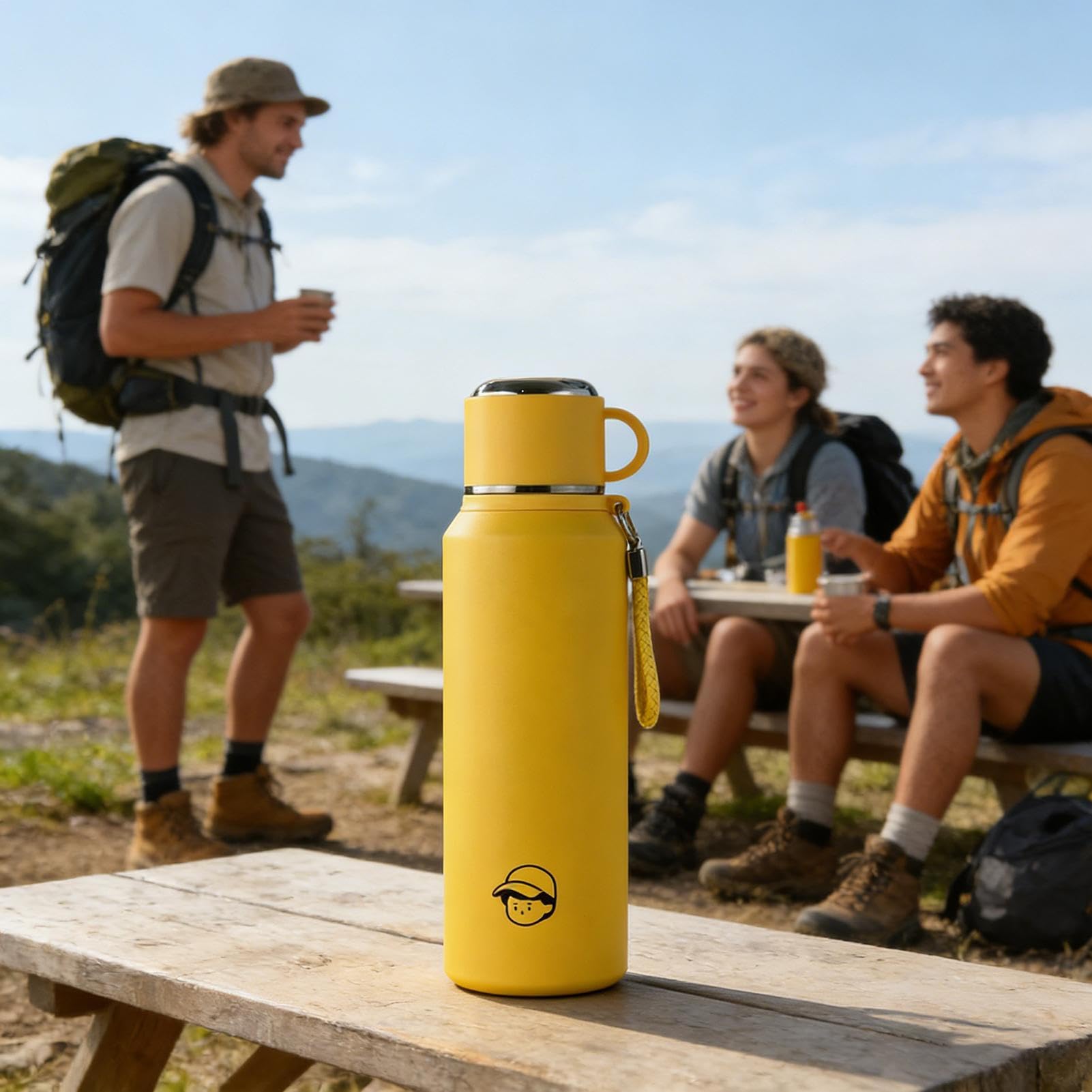 Termos na kawę 1L Szczelny podwójny ścianki kubek termiczny ze słomką | Butelka termiczna do gorących napojów Do podróży pracy domu szkoły na camping piesze wycieczki rower jazdę