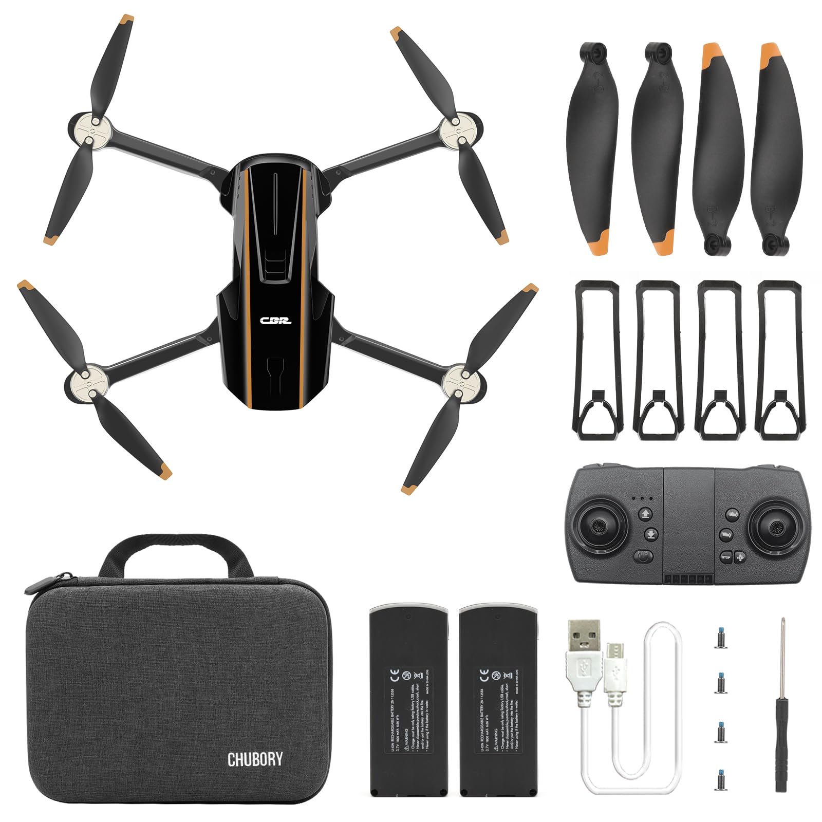 Robuster bürstenloser Motor-Drohne mit Kamera für Anfänger, CHUBORY A68 WiFi FPV Quadcopter mit 2K HD-Kamera, automatischer Schwebe, 3D-Flips, kopfloser Modus, Trajektorienflug, 2 Batterien