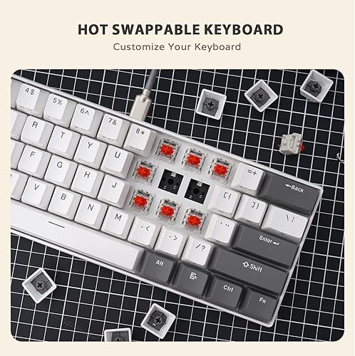 Miniatura 3 de iLovBee i61 Teclado mecánico 60 por ciento, teclado RGB con cable para juegos, 61 teclas compacto mini teclados personalizados para jugadores de