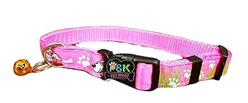 PSK PET MART Adjustable Soft Nylon Cartoon Printed Collar for Puppies & Kitten, 15mm (Pink)