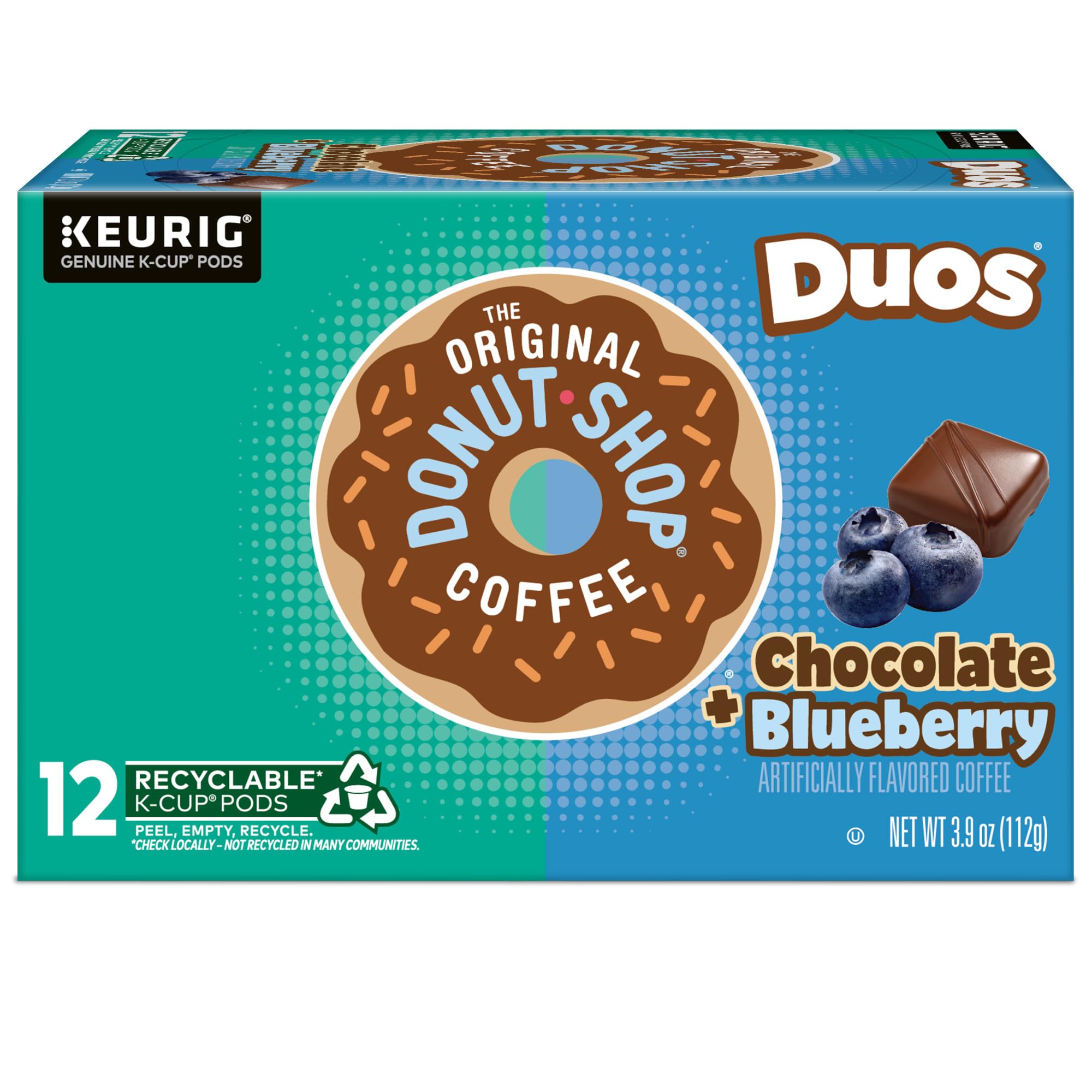 The Original Donut Shop Coffee Duos Chocolate Blueberry Coffee, Keurig cápsulas K-Cup de una sola porción, 72 unidades