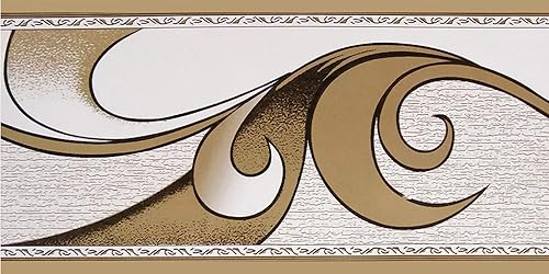 Dundee Deco BD5020 - Papel tapiz abstracto con diseño retro, diseño de borde marrón, rollo de 33 pies x 2 pulgadas, autoadhesivo