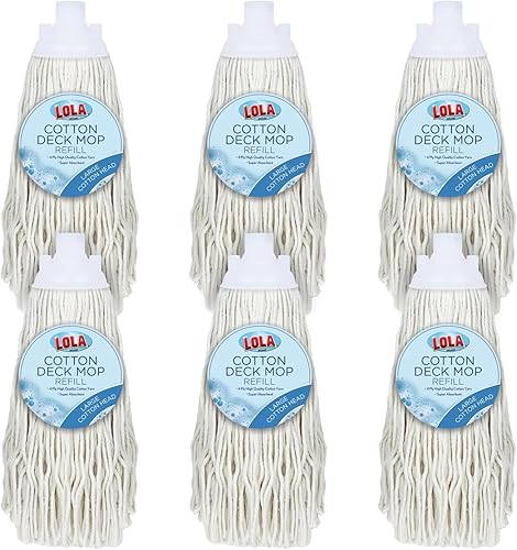 Vista 5 de LOLA Trapeador húmedo de hilo de algodón, absorbe hasta 3 veces su peso en agua, para limpieza de pisos, incluye tapa giratoria para colgar