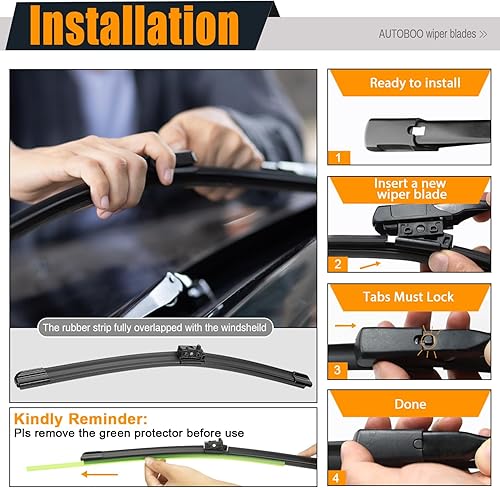 Miniatura 3 de AUTOBOO Limpiaparabrisas de repuesto de 26 + 24 pulgadas para Mercedes-Benz Sprinter 1500 2500 3500 2019 2020 2021 2022 2023 - Equipo original de