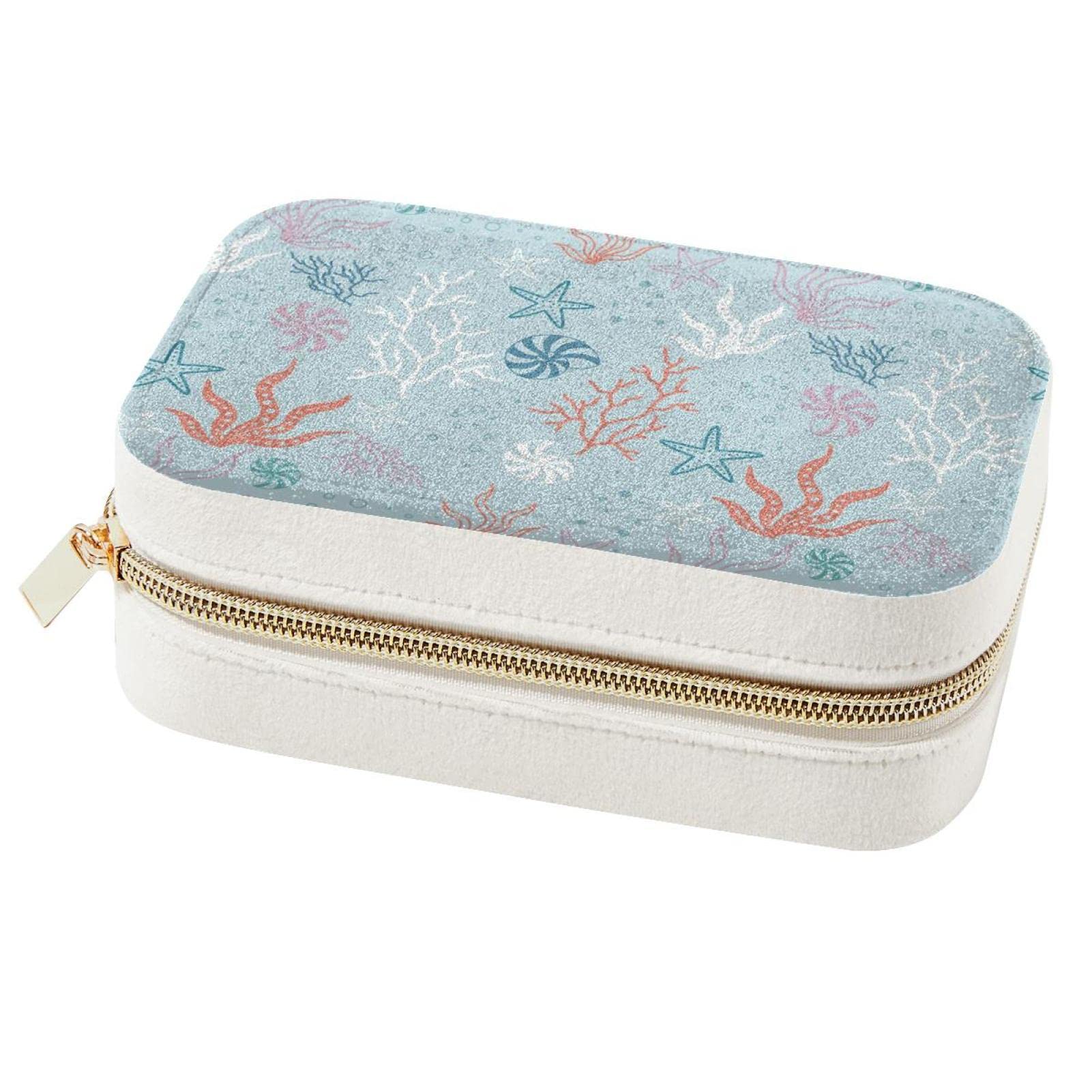 Boîte à bijoux de voyage pour femme et fille, motif étoiles de mer