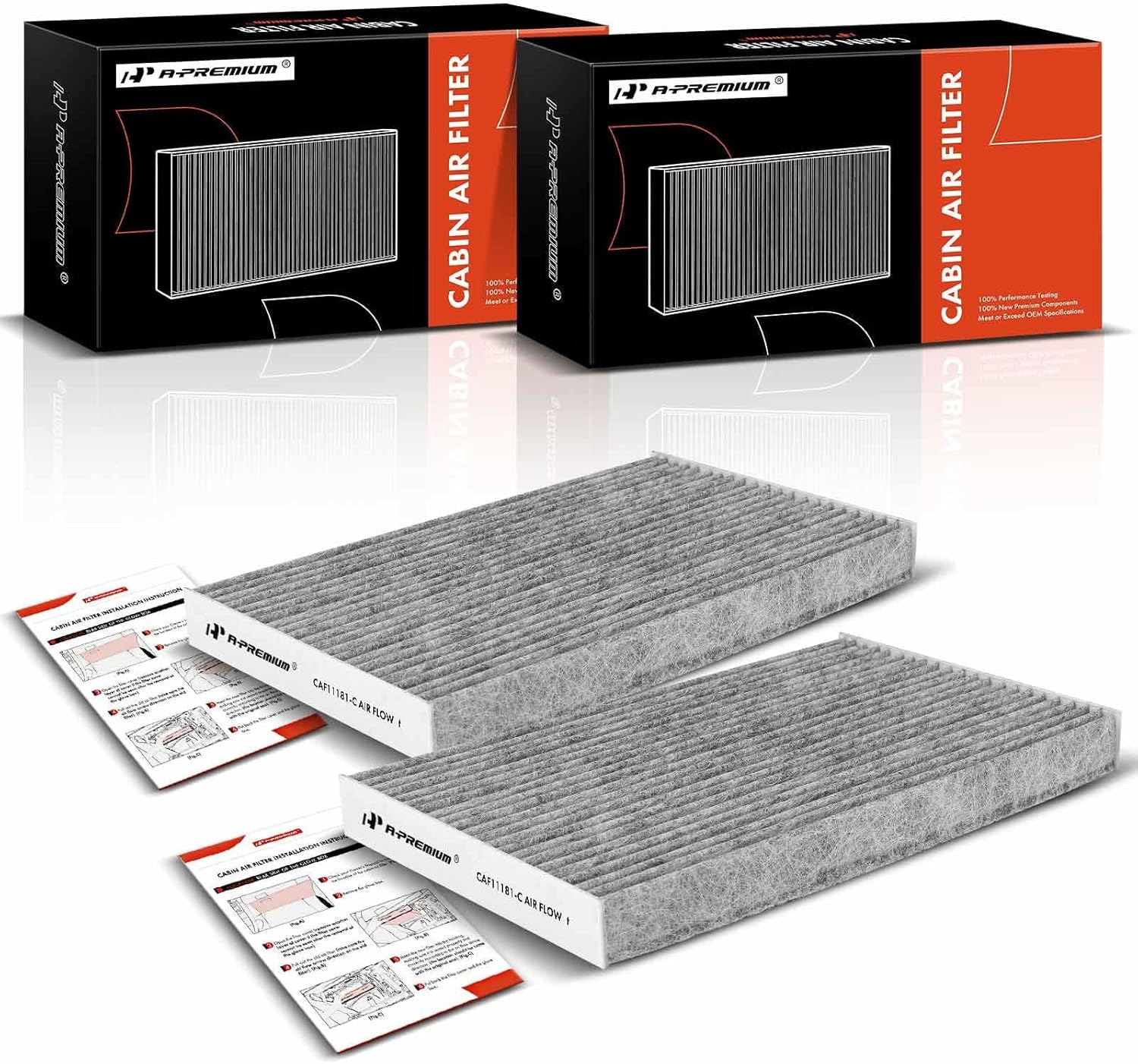 A-Premium 2-PC Cabin Air Filter with Activated Carbon Compatible with Chevrolet Corvette 2005-2019 & Cadillac XLR 2004-2009, Replace# 22862632