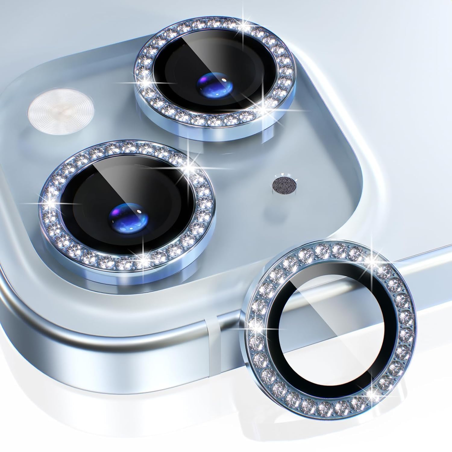 Camera Lens Protector Compatible with iPhone 15 / iPhone 15 Plus Camera Lens Protector Bling, 9H Tempered Glass Camera Cover Screen Protector with Metal Ring, [Scratch-Resistant] [HD Clarity] (BLUE) (B0DG93W9Q5) Amazon Price History, Amazon Price Tracker