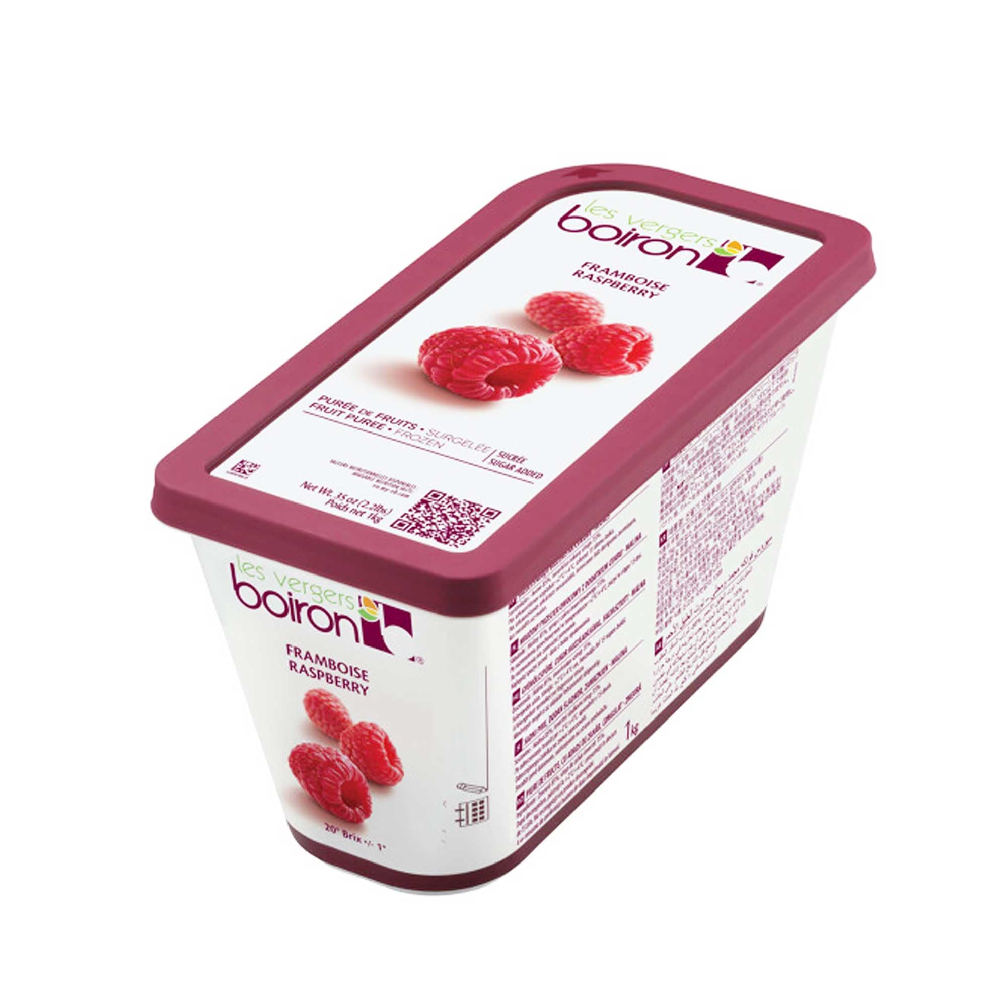 Raspberry Fruit Puree - Frozen - By Les Vergers Boiron - 85% Fruit - 2.2Lbs - Kosher