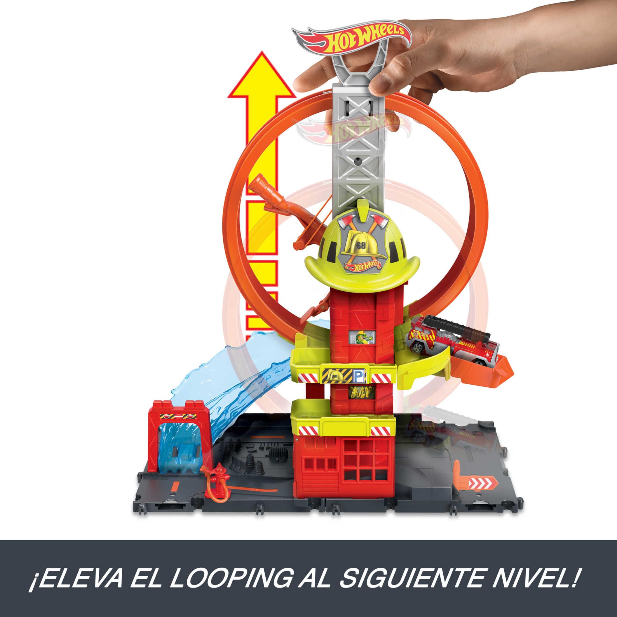 Hot Wheels City Super Estación de Bomberos Pista para Coches de Juguete, Incluye 1 vehículo, +4 años (Mattel HKX41)