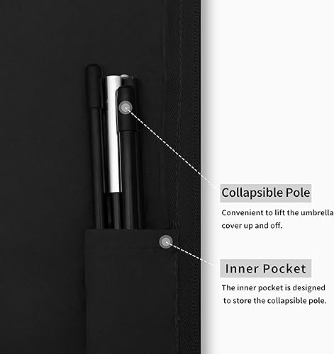 Miniatura 5 de Easy-Going Cubierta de sombrilla de patio para exteriores, impermeable, para sombrilla voladiza de 7.5 a 11.5 pies, con marco de plátano, color negro