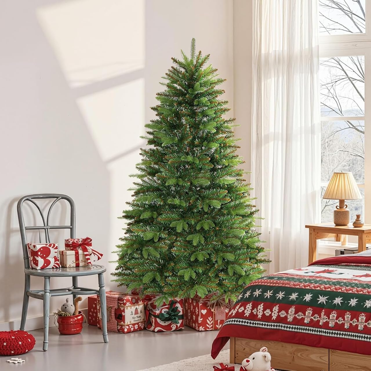 SHareconn de 180cm Árbol de Navidad con 1033 Puntas de Ramas de PE&PVC