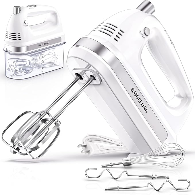 BAIGELONG Hand Electric Mixer, 300W Ultra Power Food Kitchen Mixer with