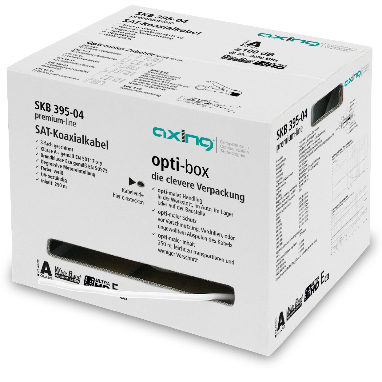 Axing SKB 395-04 - Cable coaxial para conexiones satélite (250 m), color blanco