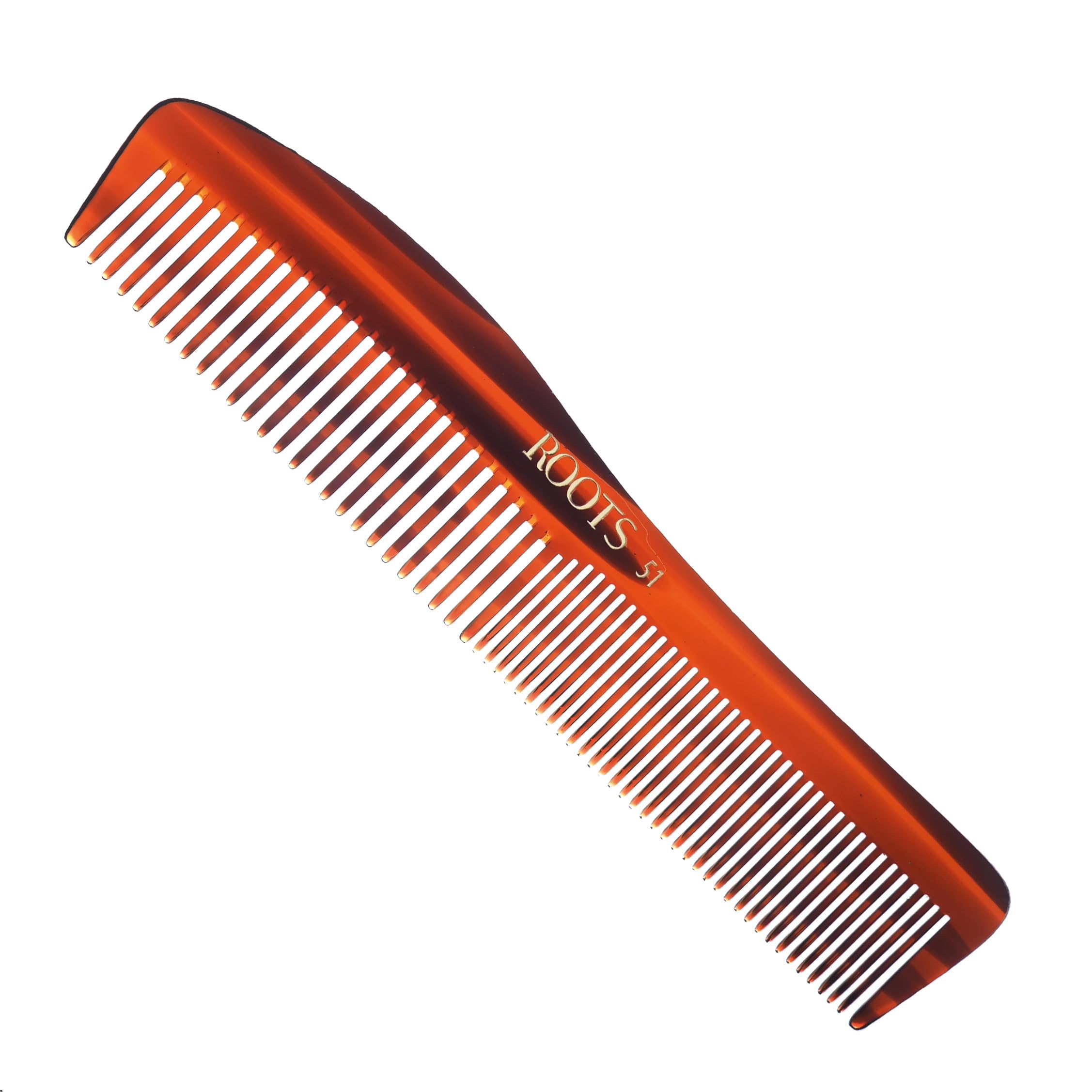 ROOTS Classic Comb | Dual Teeth For Styling & Detangling | Round Teeth prevent Hair & Scalp damage | For Women with Straight, Long, Wavy Hair | Wet & Dry use | Length - 6.6 Inch | Model No - 51