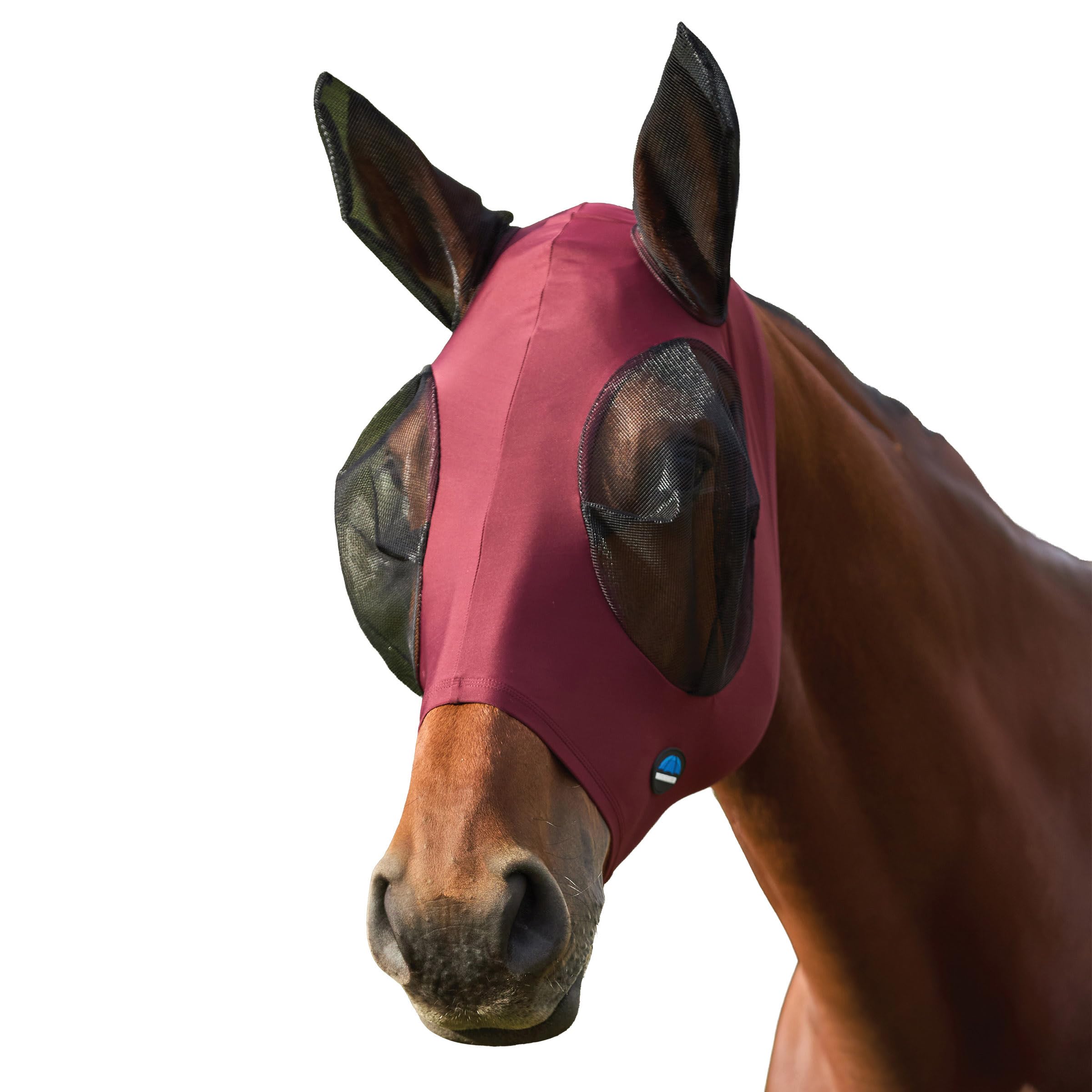 WeatherBeeta ComFiTec Stretch Fly Mask with Ears, Burgundy/Black, Small