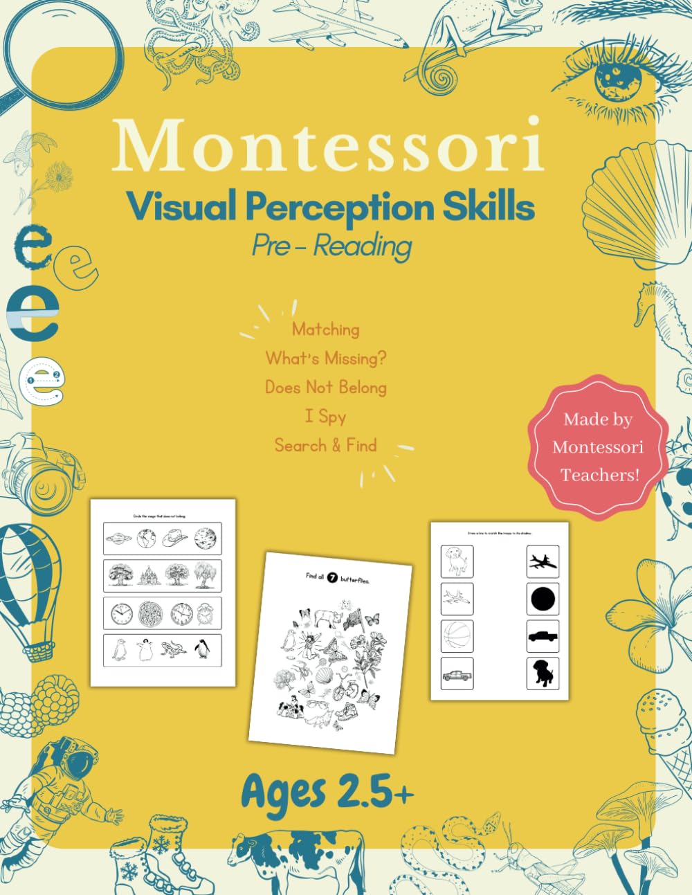 Montessori Visual Perception Skills Workbook: Pre-Reading | Preschool | Children's Activities: Prepare your child to recognize letters and numbers!