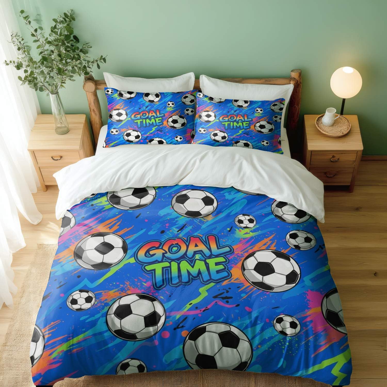 Housse de couette Football pour chambre garçon parure de lit King