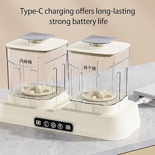 Miniatura 4 de 1. Lavadora portátil de doble cámara de 2 litros Máquina de lavandería compacta de ropa interior y calcetines con motor de ahorro de espacio de